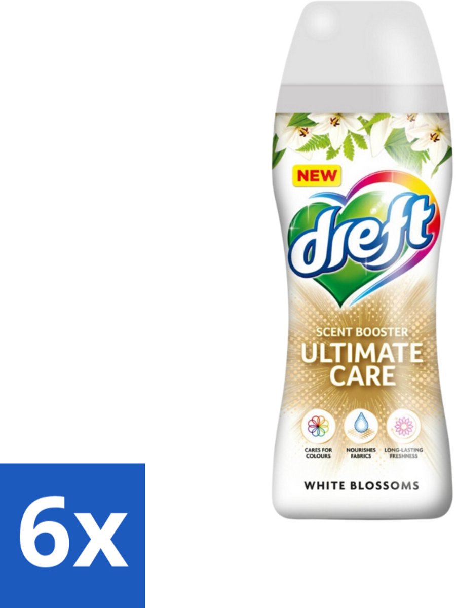 6 x Dreft - Ultimate Care - Wasverzachter - Geurbooster - Gekleurde Was - Witte Bloem - 15 Wasbeurten - Wasverzachter - Geur - Wasmiddel - Kleurbescherming - Wasverzorging