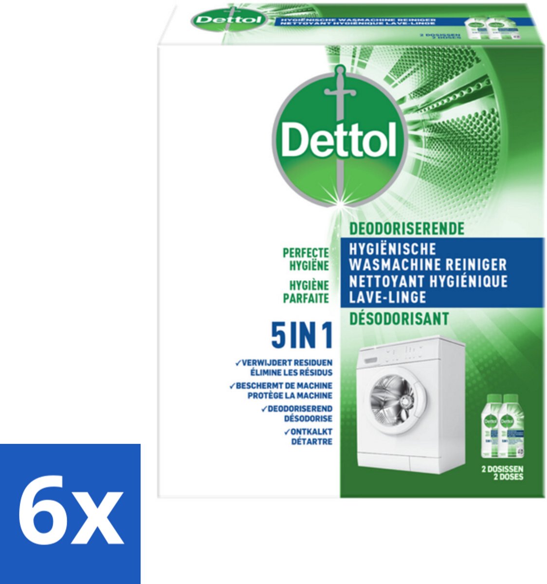 6 x Dettol Wasmachine Reiniger Duo 500 ml - Wasmachine Reiniger - Wasmachine Schoonmaken - Kalkaanslag Verwijderen - Wasmachine Onderhoud - Wasmachine Hygiëne
