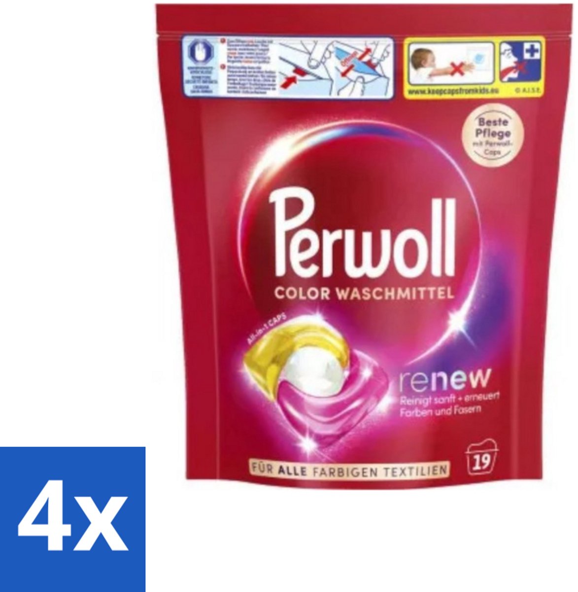 4 x Perwoll - Wasmachinecapsules - Lichte Was - 19 Wasbeurten - Wascapsules - Wasmiddel - Wasverzachter - Wasmachine - Wasmiddelen