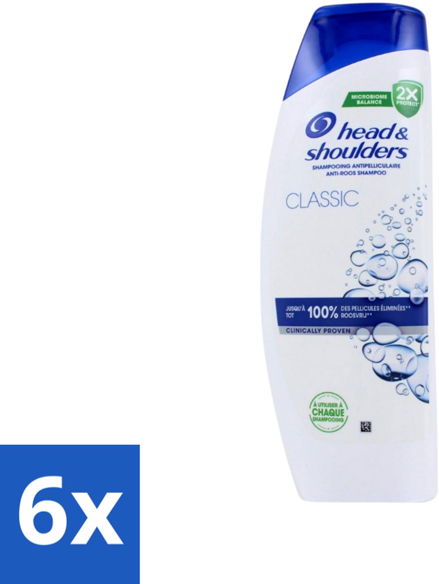 6 x Head & Shoulders - Anti-Roos Shampoo - Classic - 400 ml - Roos Shampoo - Anti-roos Shampoo - Hoofdhuidverzorging - Haarverzorging - 2-in-1 Shampoo