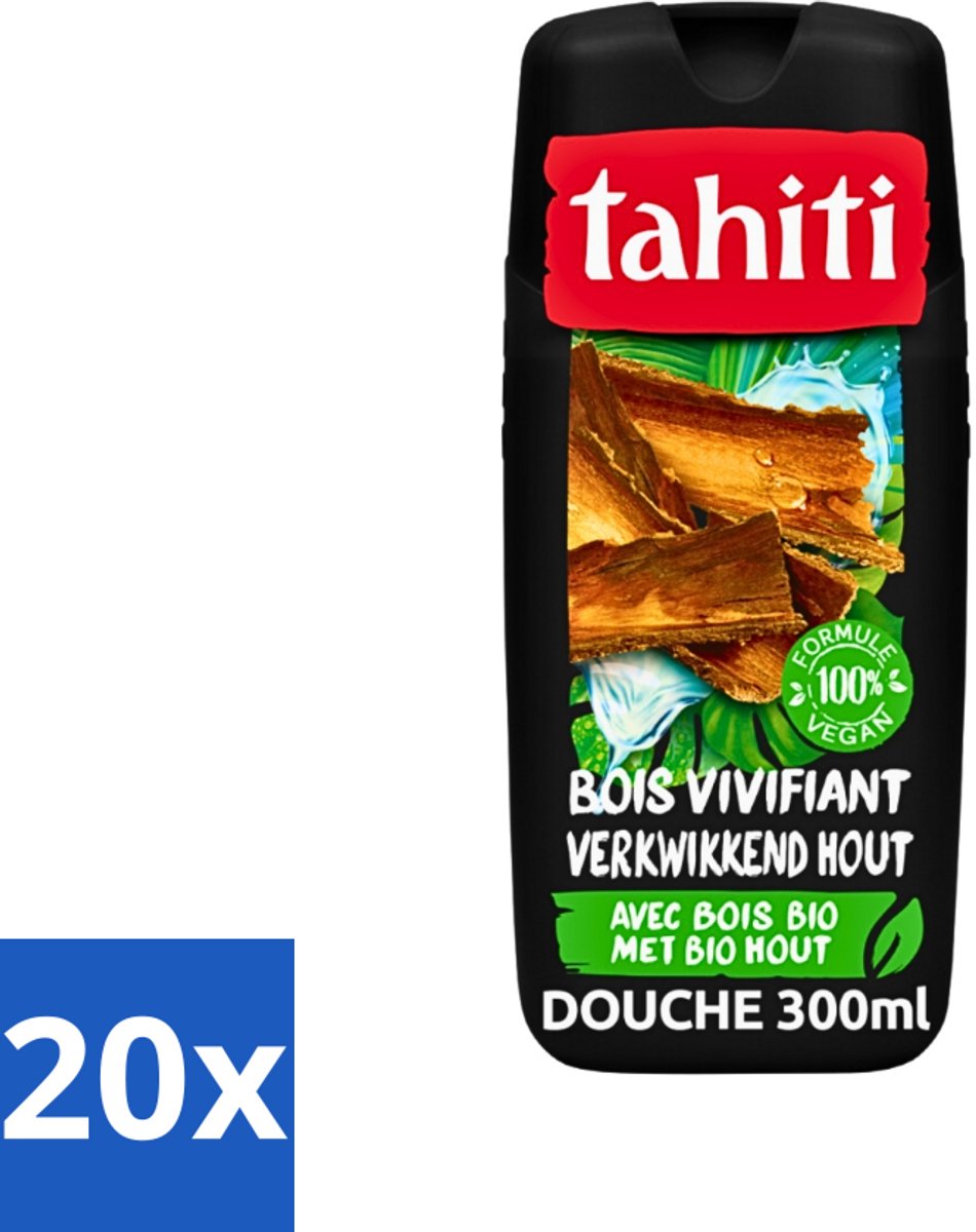 Tahiti - Douchegel - Verkwikkend Bio Hout - 100% Vegan - 300 ml - Bulkverpakking - 20 stuks