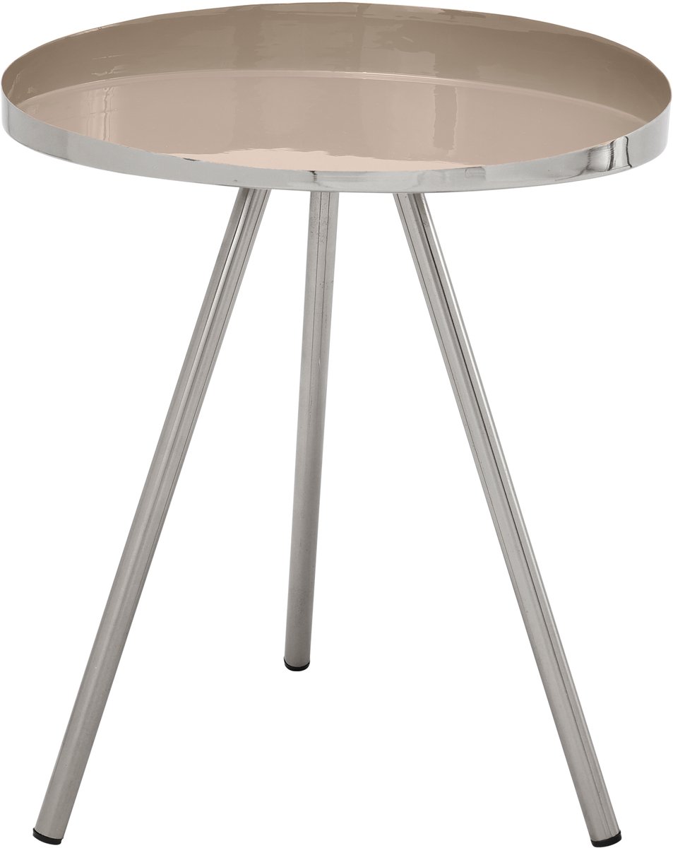 Padiro ronde bijzettafel Ø 41 x 47 cm - taupe - ijzer - Modern Art-Déco Glamour Look - metalen onderstel