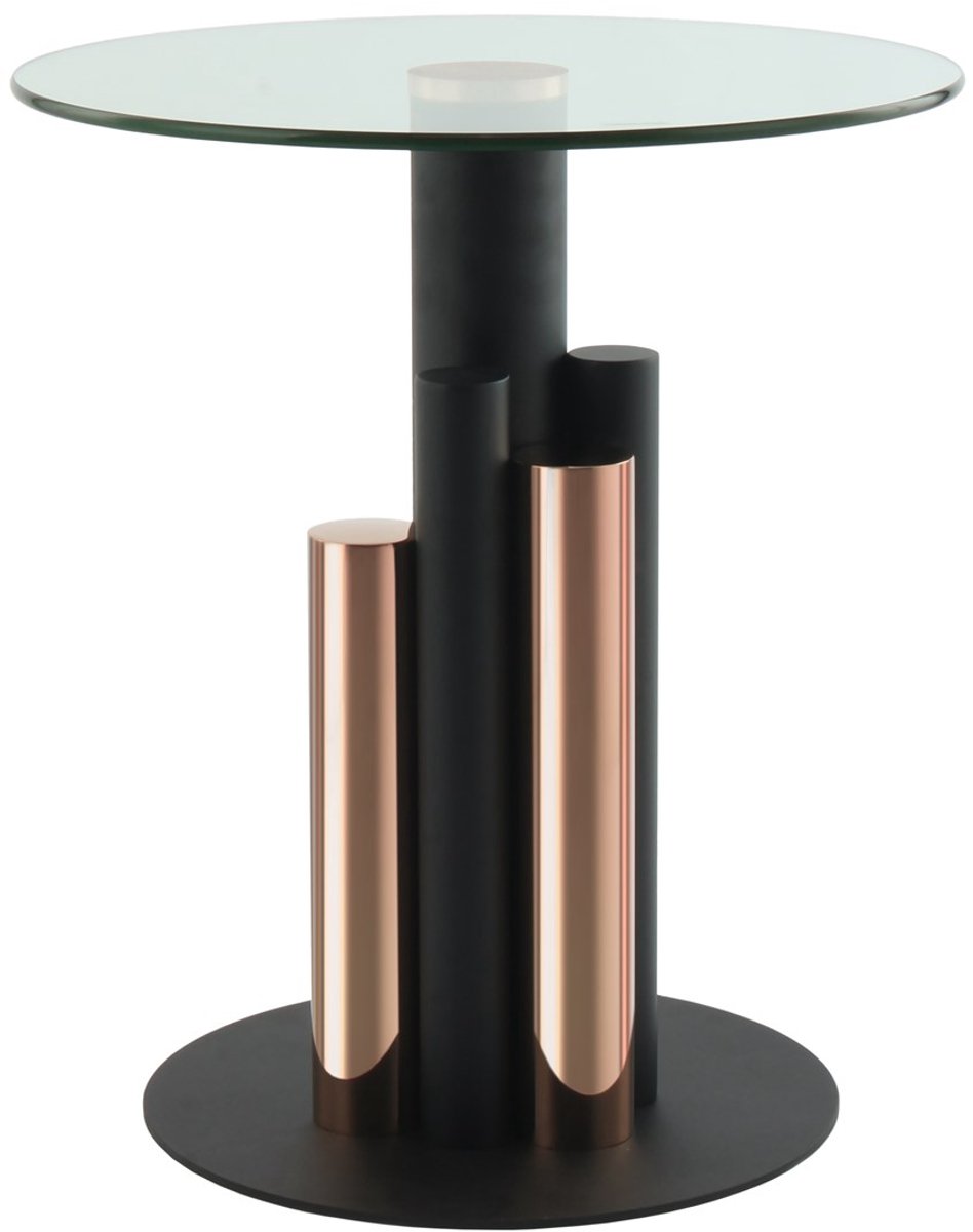 Padiro ronde bijzettafel Ø 46 x 52 cm - goud - Modern Art-Déco Glamour Look - glazen tafelblad - roestvrij staal
