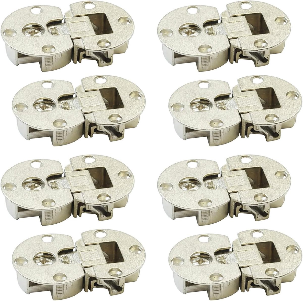 90° 3D Verstelbare Klepdeksel met Verborgen Scharnier 35mm voor Meubel- en Kastdeuren, Versterkte Nickel Gecoate Hardware, Set van 8 Stuks