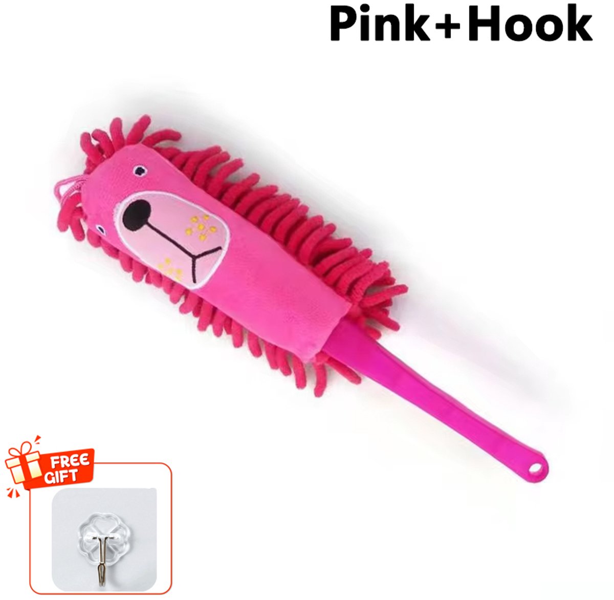 Microvezel stofdoekborstel met haak, in roze, 1 stuk