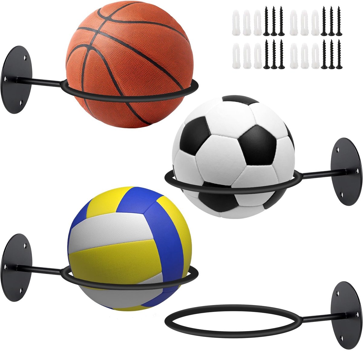 Elzusha - Set van 4 Wandhouders voor Sportballen