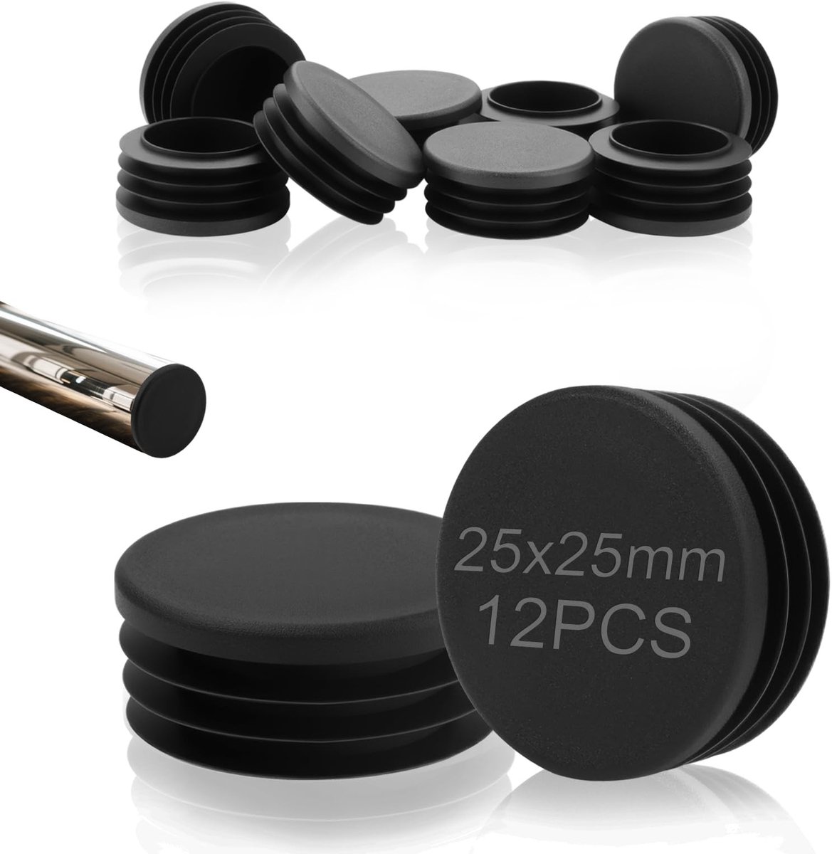 Elzusha - Set van 12 Zwarte Plastic Pluggen voor Meubelpoten
