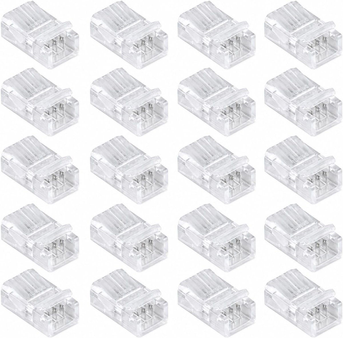 Set van 20 Solderloze LED Strip Connectors, 3 Pin, 10 mm, Geschikt voor SMD 5050 en 3528, 5 V, 12 V, 24 V, Inclusief Montagegereedschap en Snelle Koppeling voor LED Strips