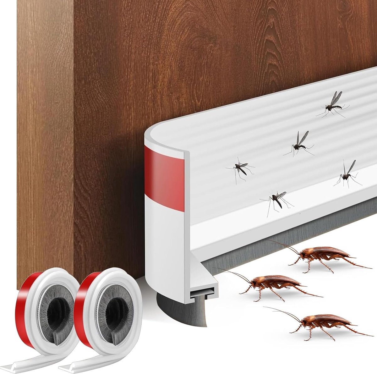Set van 2 Zelfklevende Borstelafdichtingen 100 x 3 cm, Deurafdichting voor Insecten- en Koudbescherming, Ideaal voor Dichte Deuren