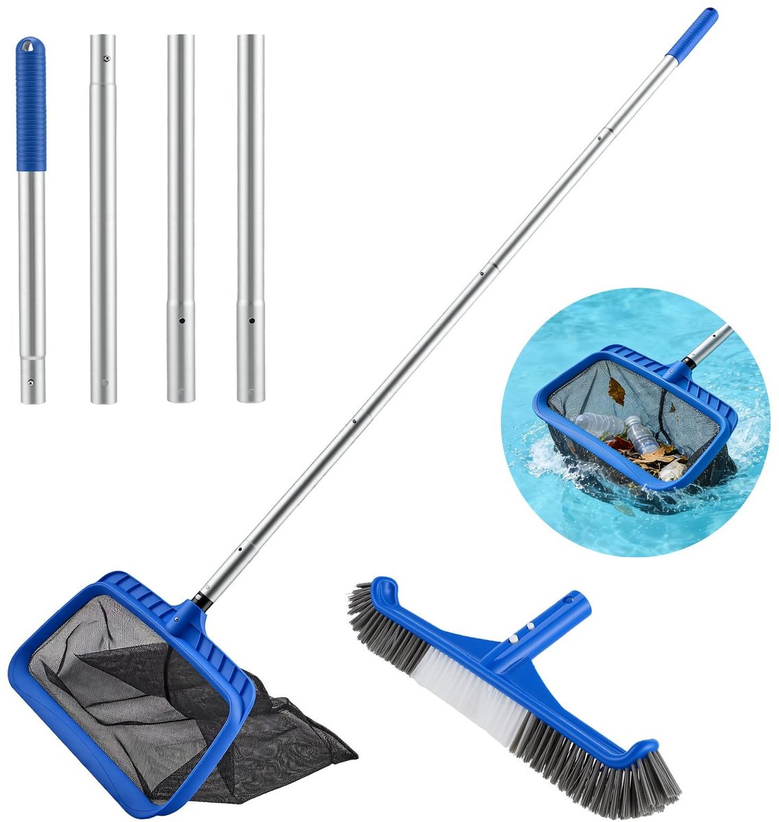 Elzusha - Pool Cleaning Set met Borstel en Schepnet