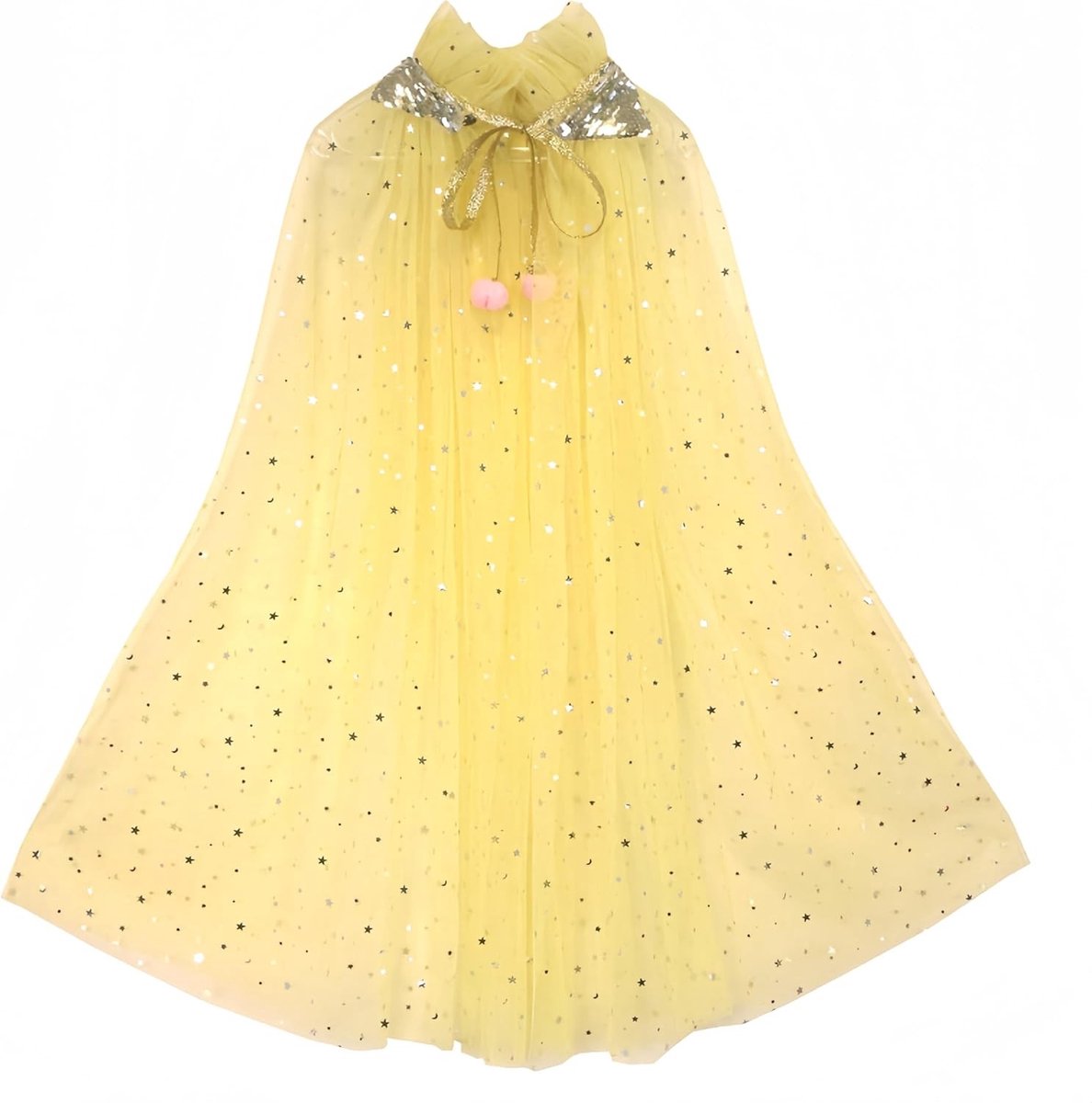 Kleurrijke Prinsessenmantel voor Meisjes met Sprankelende Pailletten en Tulle, Perfect voor Halloween en Feestjes, Lichtblauw L
