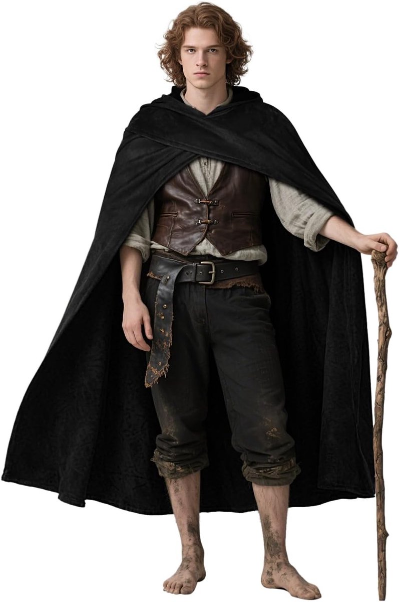 Middeleeuwse Cape met Kap voor Renaissance en Hobbit Kostuum - Perfect voor Theatrale Evenementen en Cosplay
