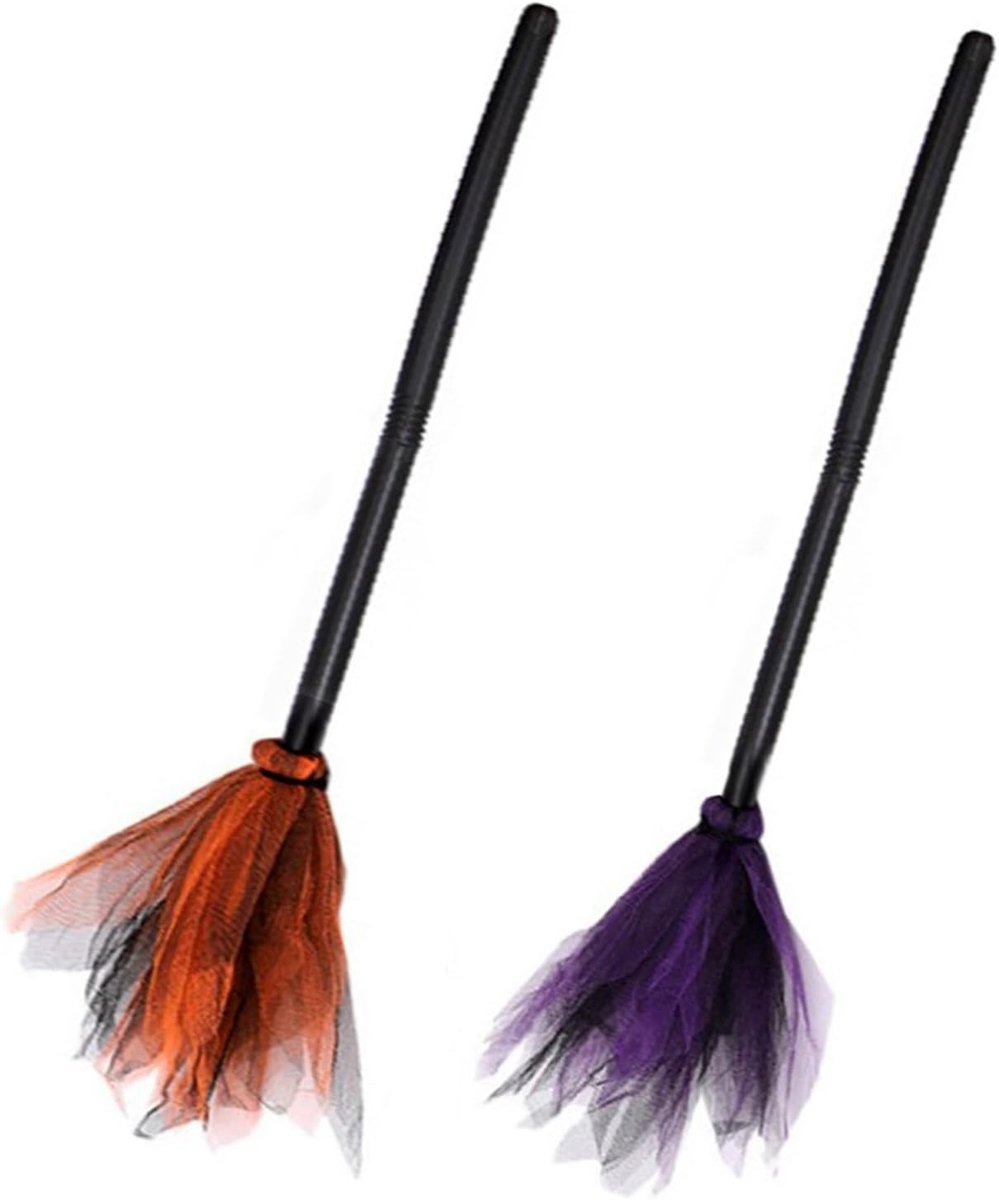 Halloween Heksenbezem Set van 2 - Cosplay Kostuum Accessoires voor Feest en Decoratie voor Kinderen en Volwassenen