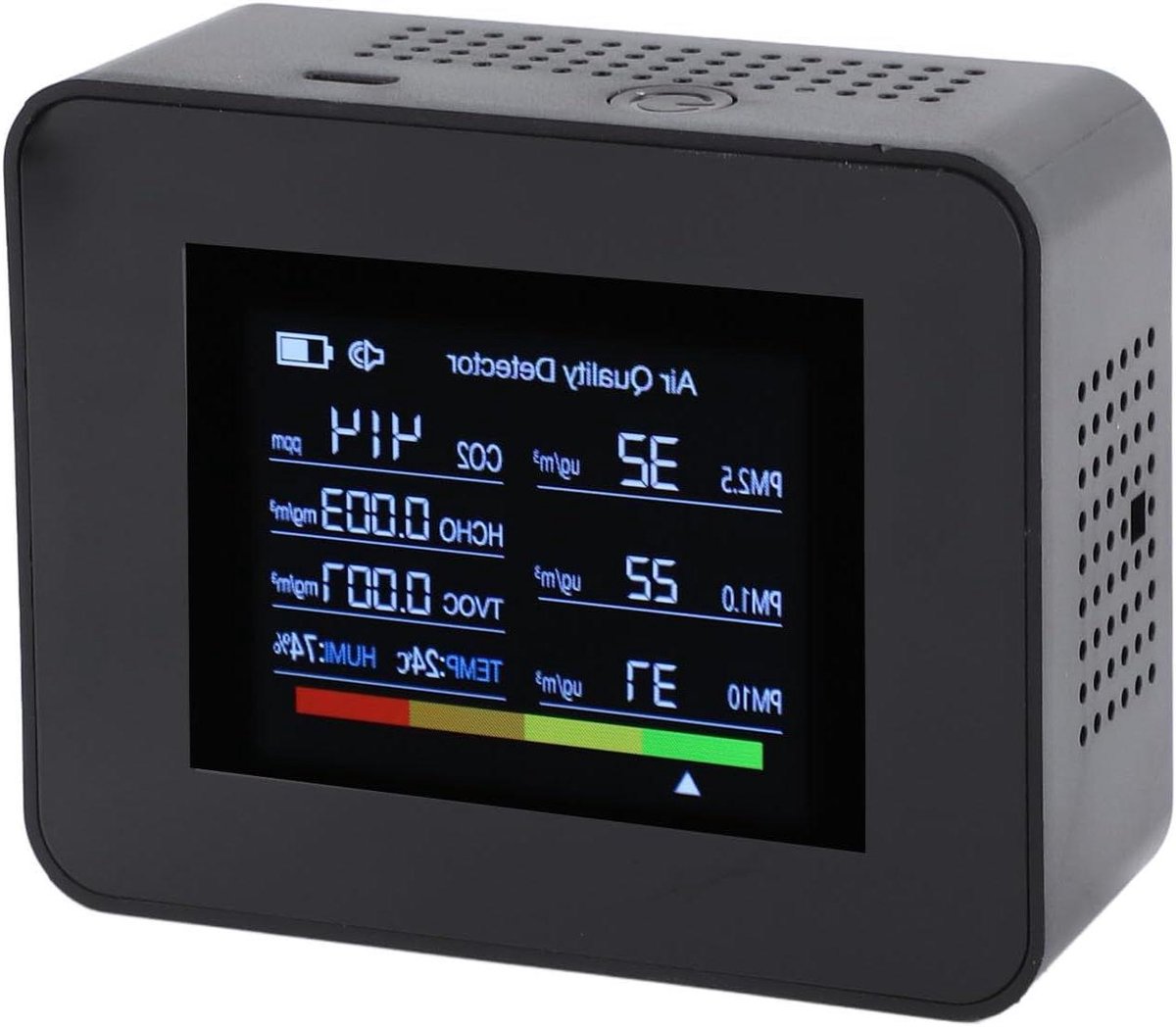 Luchtkwaliteit Meter - CO2 Detector - Binnenlucht Meten - 8-in-1 Sensor - Draagbaar - Zwart