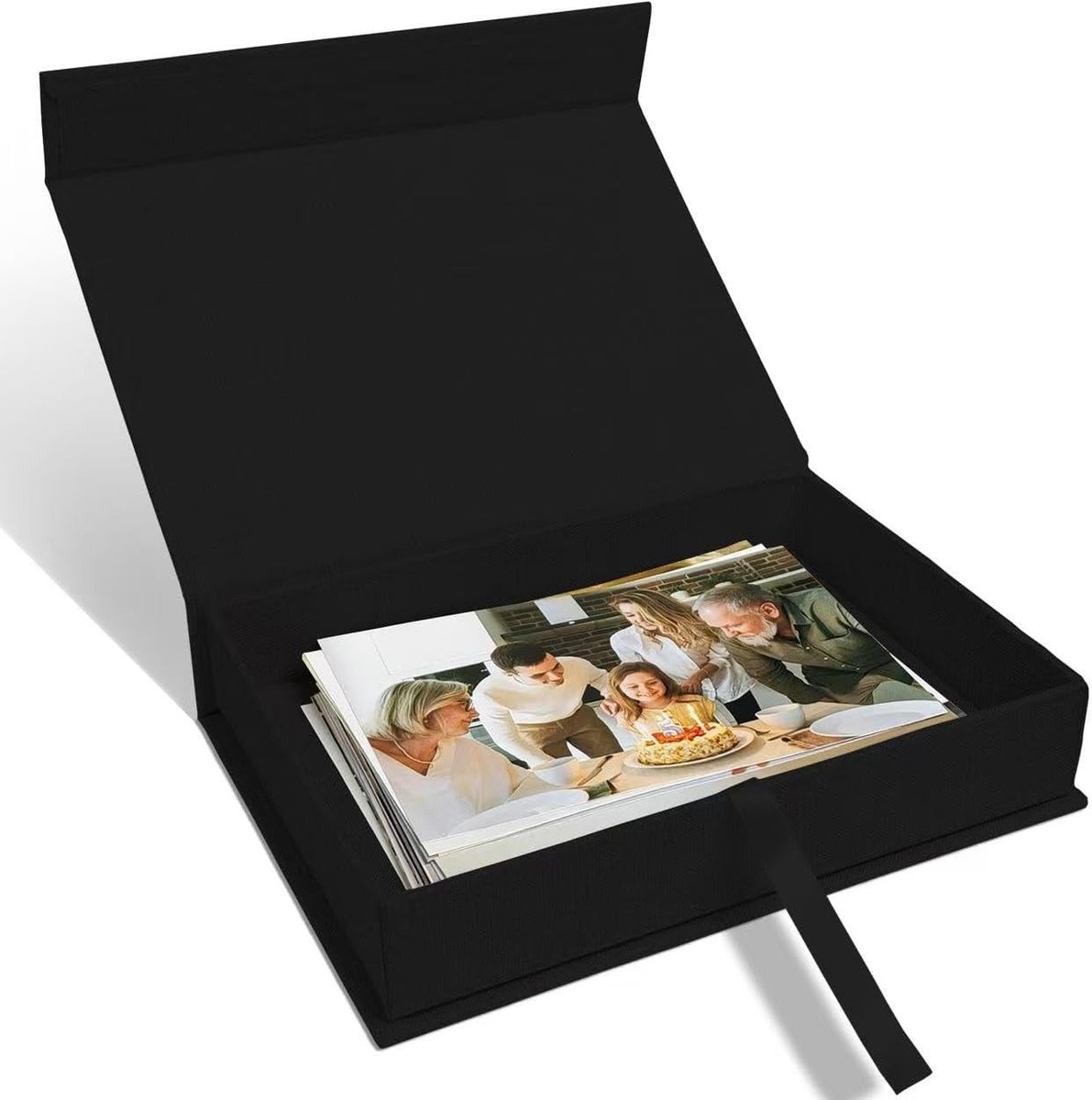 Opbergdoos - Foto Opbergdoos met Deksel - Stapelbare Organizer voor Foto's Certificaten Sieraden en Scrapbooking - Zwarte Kleur - 1 Stuk