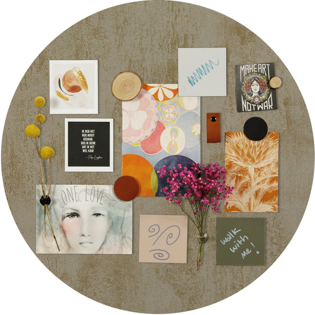 Design Magneetbord Rond - Beton Goud - Rond - 40cm - Kamer26