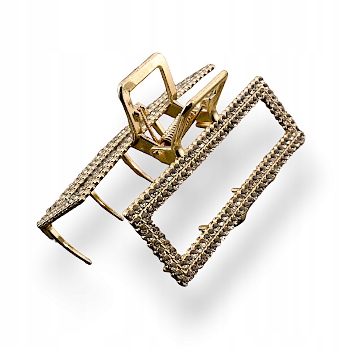 Elegancka metalen haarclip met zirkonia steentjes - Goudkleurig
