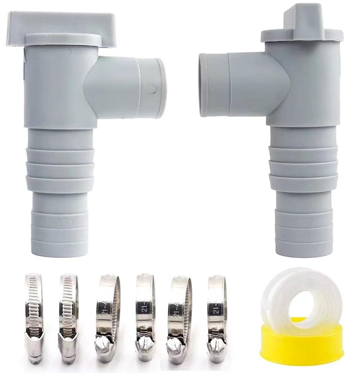 Solidchoice- Afsluitkraan voor zwembaden - 32 mm Slangaansluiting - Zwembadslangadapter - Slangklemmen - Professionele Kunststof - Eenvoudig te Monteren - Afsluitventiel