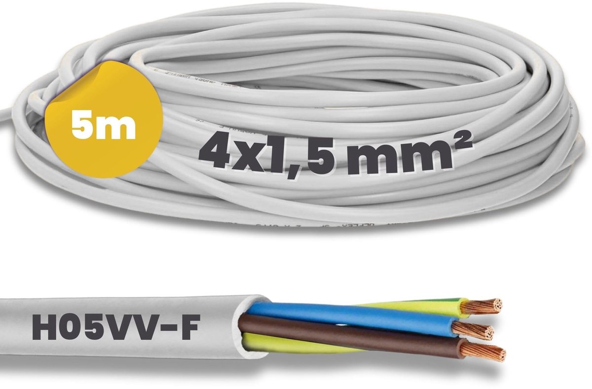 Solidchoice - H05VV-F 4 x 1.5 mm² Witte Voedingskabel