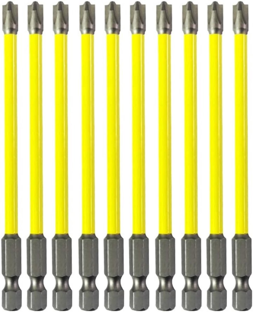 Set van 10 Magnetische Schroevendraaier Bits, 110mm Speciale Sleuf voor Elektriciens, Geschikt voor Power Tools en Kluswerk