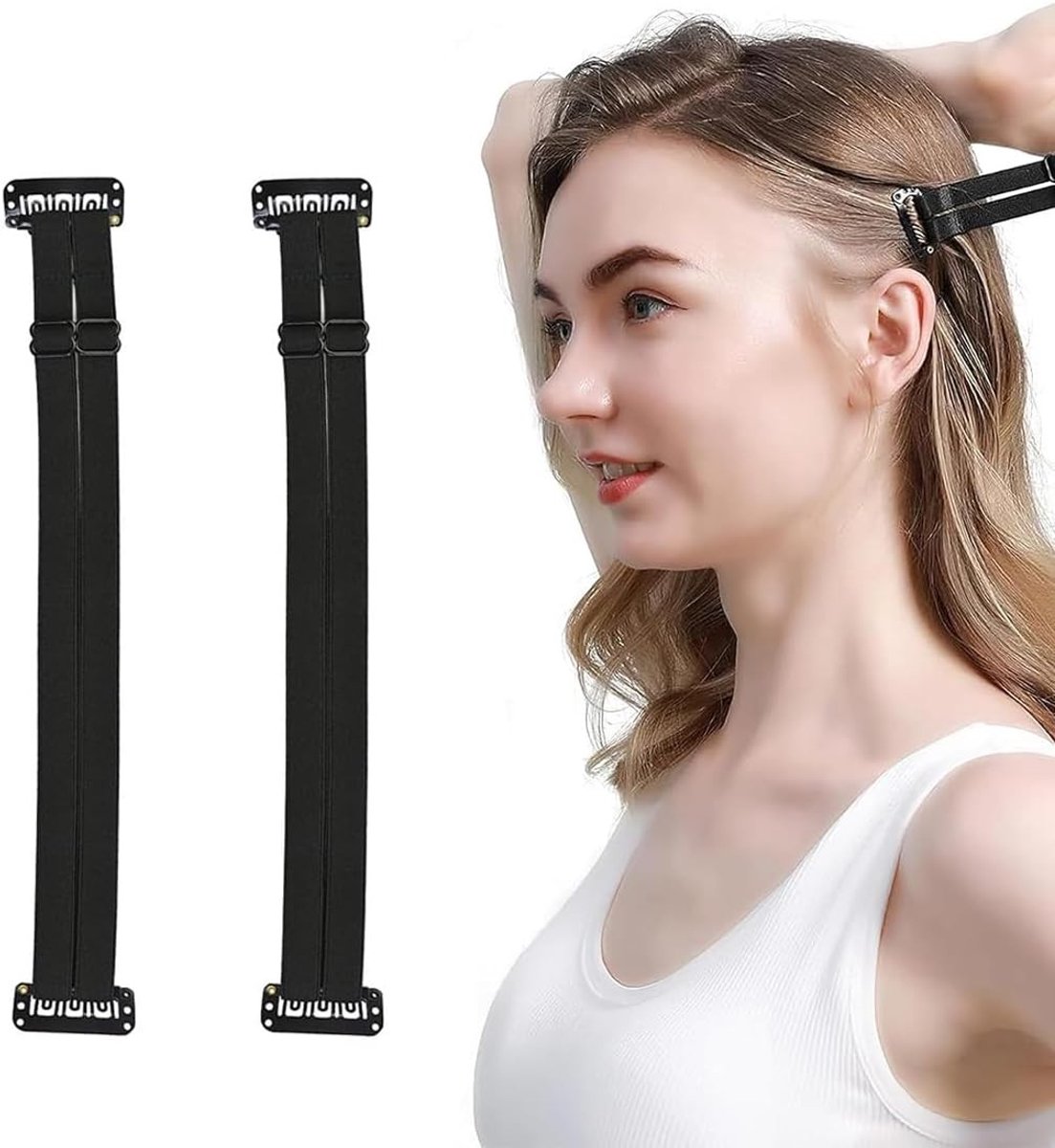 2 Stuks Facelift Bands met Clips, Onzichtbare Haarspeld voor Directe Lifting, Herbruikbare Gezichtsband voor een Strakkere Huid, Zwart