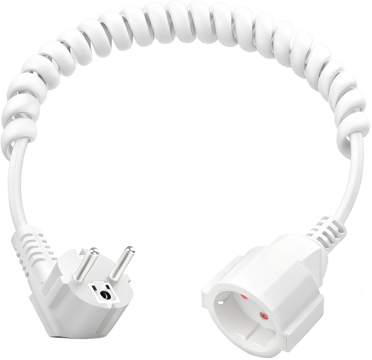 Elzusha- Verlengkabel 2 meter - Schuko Stekker - Spiraalkabel - IP20 - 3 x 1 mm² - Voor Thuis/Kantoor/Outdoor - Snoer