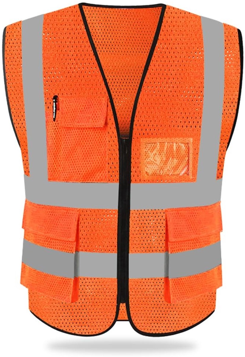 Elzusha - Reflecterend Veiligheidsvest met Ritssluiting en Mobiele Telefoon Zak