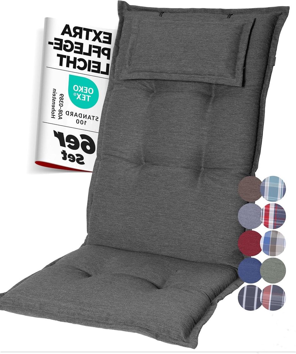 Tuinkussen Set - Hoge rug - Comfortabel Zitten - Extra Dikke Vulling - 120 x 50 cm - Antraciet