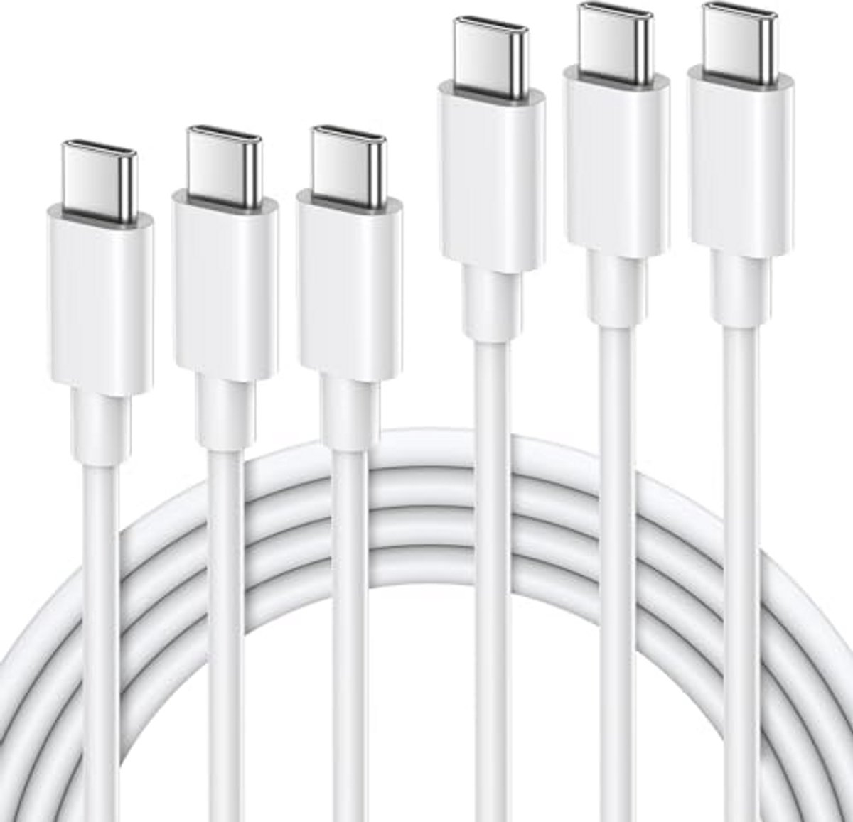 USB-C naar USB-C Kabel 3 Stuks 1 m, 60 W Snelladen, Type-C Laadkabel voor iPhone, MacBook, iPad, Samsung en Pixel