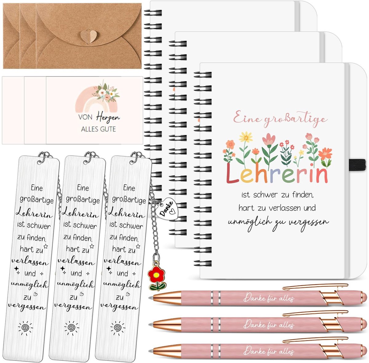 Elzusha - Set van 3 Spiral Notitieboeken en Pennen voor Leraren
