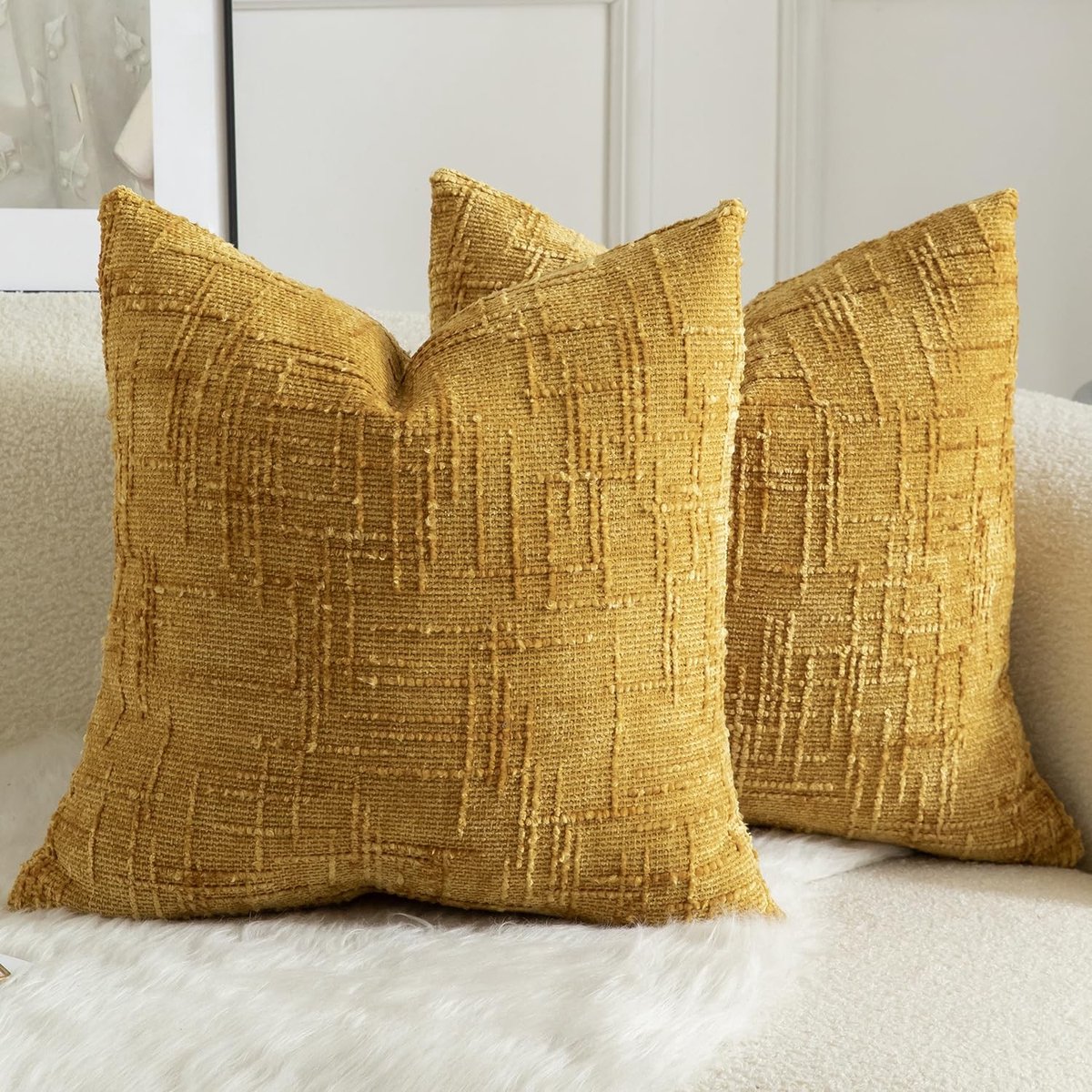 Elzusha - Set van 2 Chenille Kussenslopen 55 x 55 cm voor Sofa en Bed