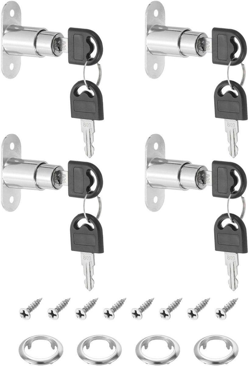 Elzusha - Push Plunger Lock Set voor Meubels, 4 Stuks