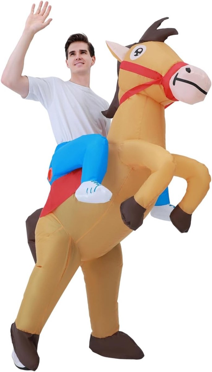 Opblaasbaar Paard Kostuum voor Volwassenen - Grappig Rijdend Paard Outfit voor Halloween en Feestjes