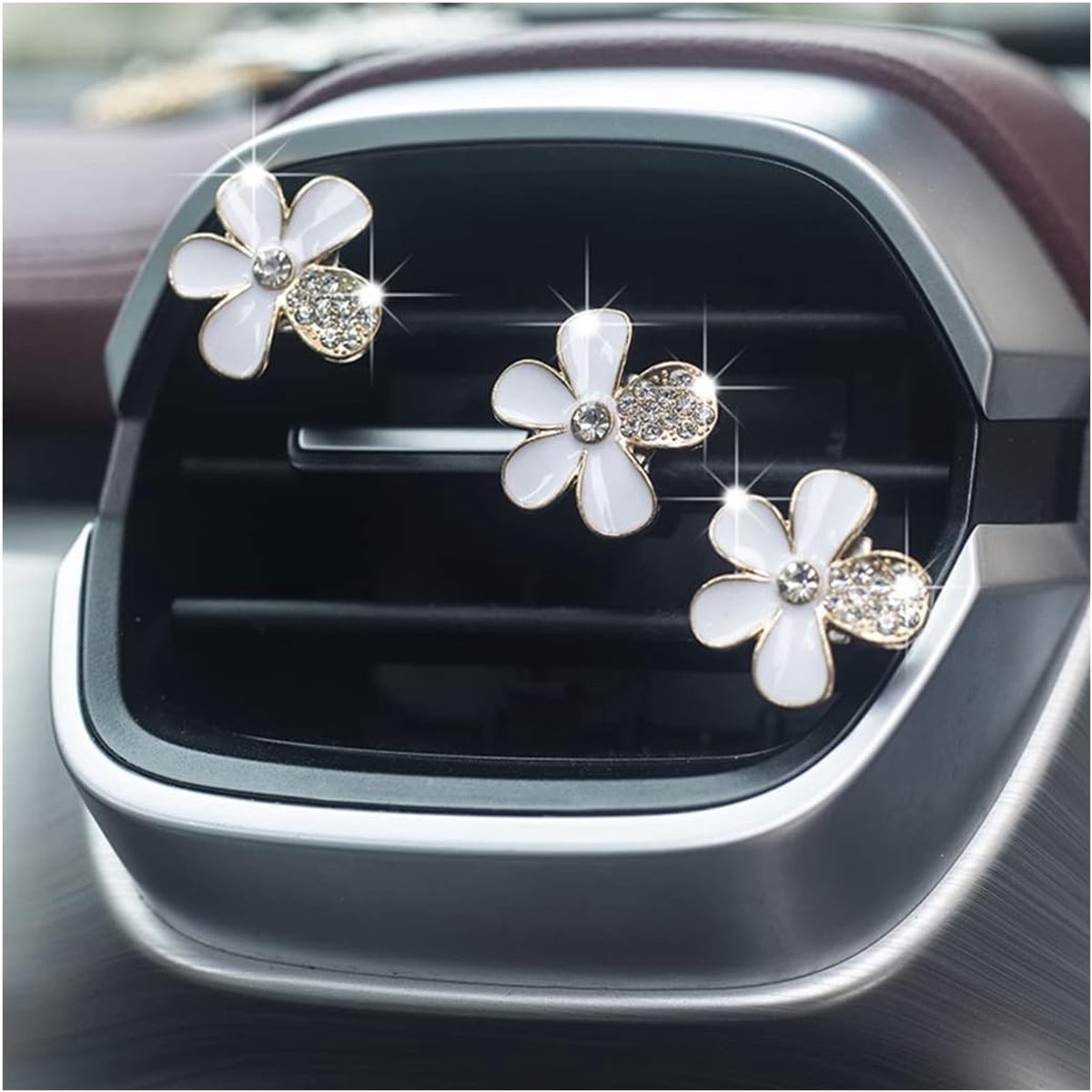 Set van 6 kleurrijke luchtverfrissers voor auto met daisy ontwerp, ventilatieclips en interieurdecoratie
