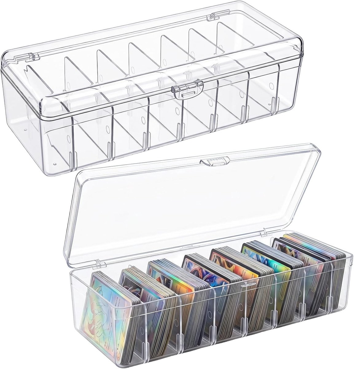 Transparante Kaartdoos Set van 2, Plastic Organizer voor Speelkaarten en Verzamelkaarten