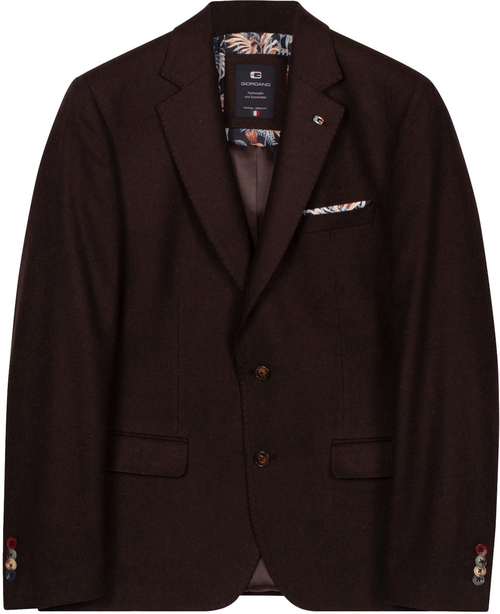 Giordano – Roberto – Heren – Blazer – Wol – Tailored fit – Colbert – Bruin – 622610-80