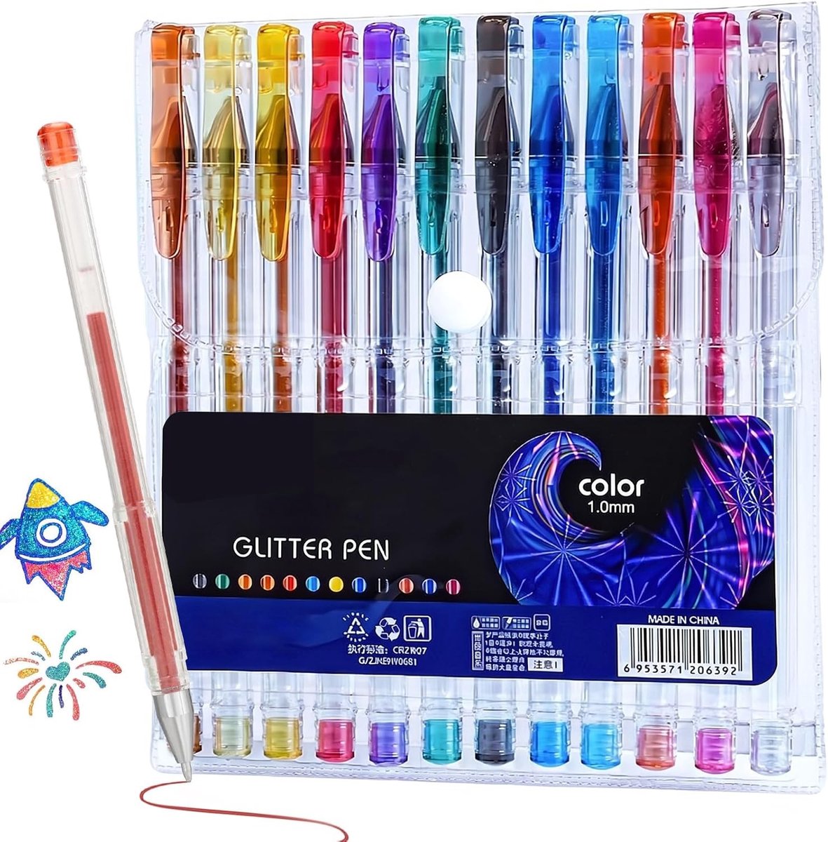 Gekleurde gelstiften set van 12, kleurwisselend, ideaal voor kunst, handwerk en scrapbooking, perfect voor wenskaarten en creatieve projecten