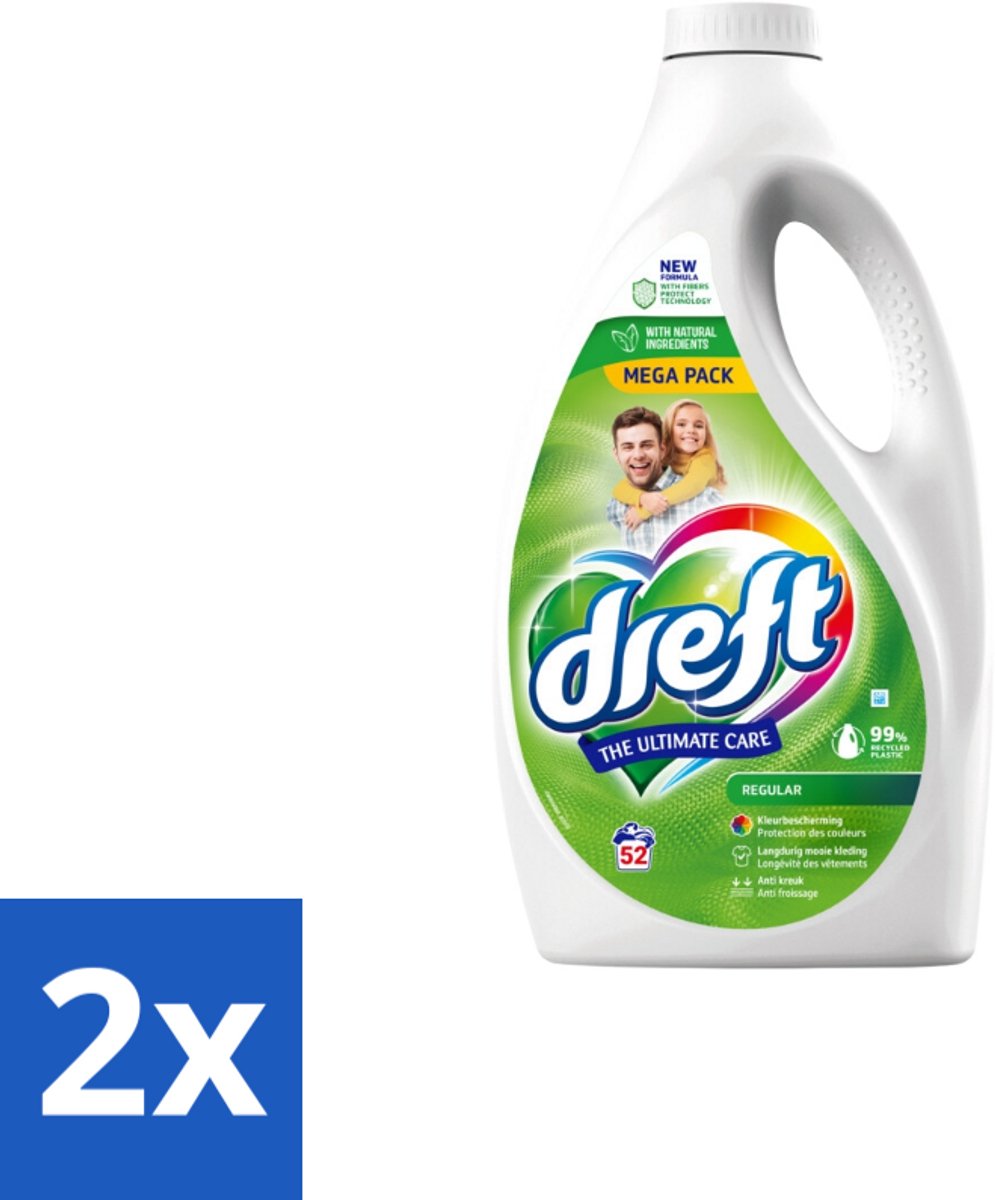 Dreft – Regular – Vloeibaar Wasmiddel – 2,34 liter – 52 wasbeurten - Voordeelverpakking - 2 stuks