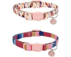 AIITLE Cat Collar 2 Pack with Bell, Breakaway Safety Buckle & Adjustable Fit (7-11.8") - ShopVlot