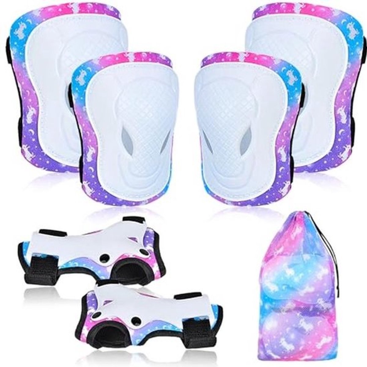 7-in-1 Beschermingsset voor Kinderen - Knie-, Elleboog- en Polsbeschermers met Tas voor Schaatsen, Fietsen en Rolschaatsen