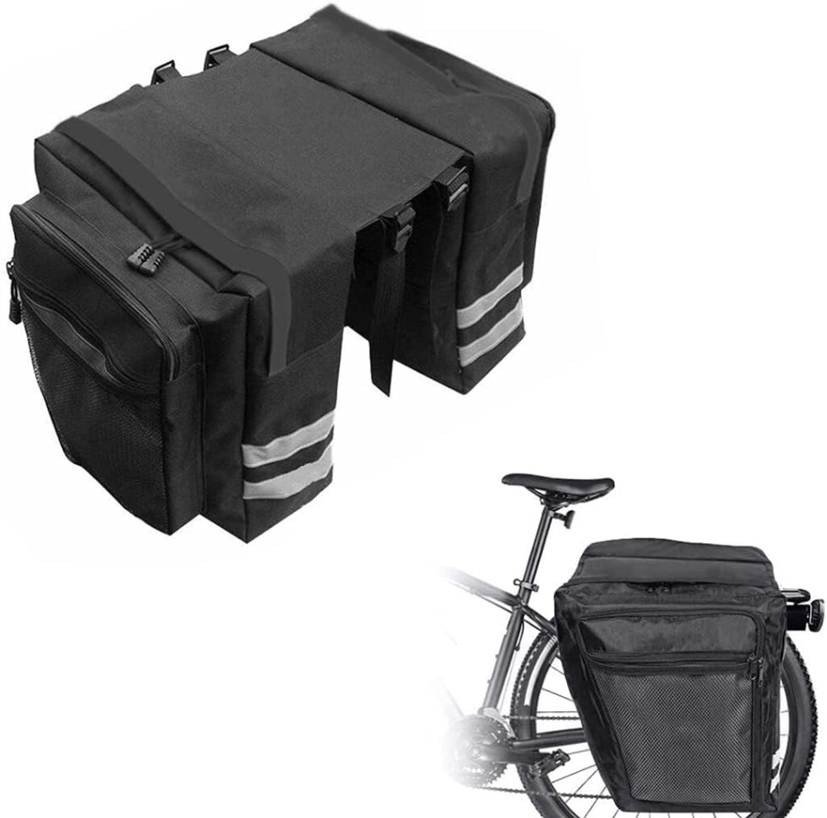 ZRNS® Dubbele Fietstassen - Fietstas Elektrische Fietsen - Waterdicht - Zwart