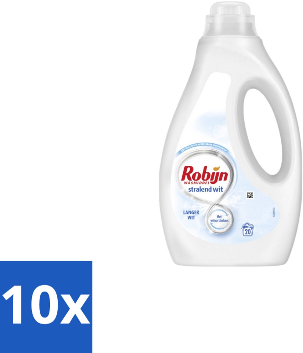 Robijn – Vloeibaar Wasmiddel – Stralend Wit – 20 wasbeurten - Bulkverpakking - 10 stuks