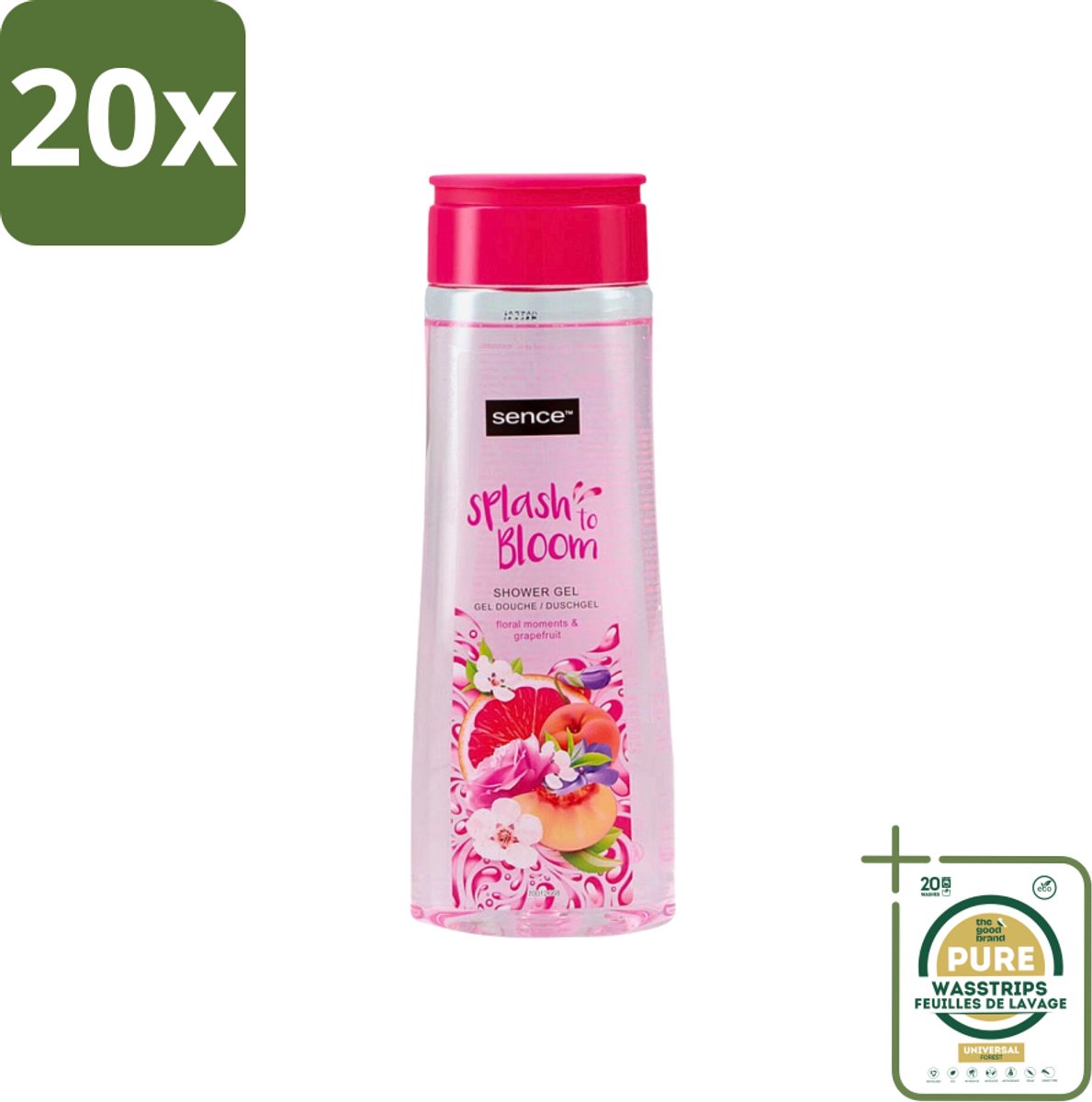 20 x Sence - Floral Moments & Grapefruit - Douchegel - Fris & Fruitig - 300 ml - Grootverpakking - Douchegel - Grapefruit - Bloemige Geur - Fris - Fruitig