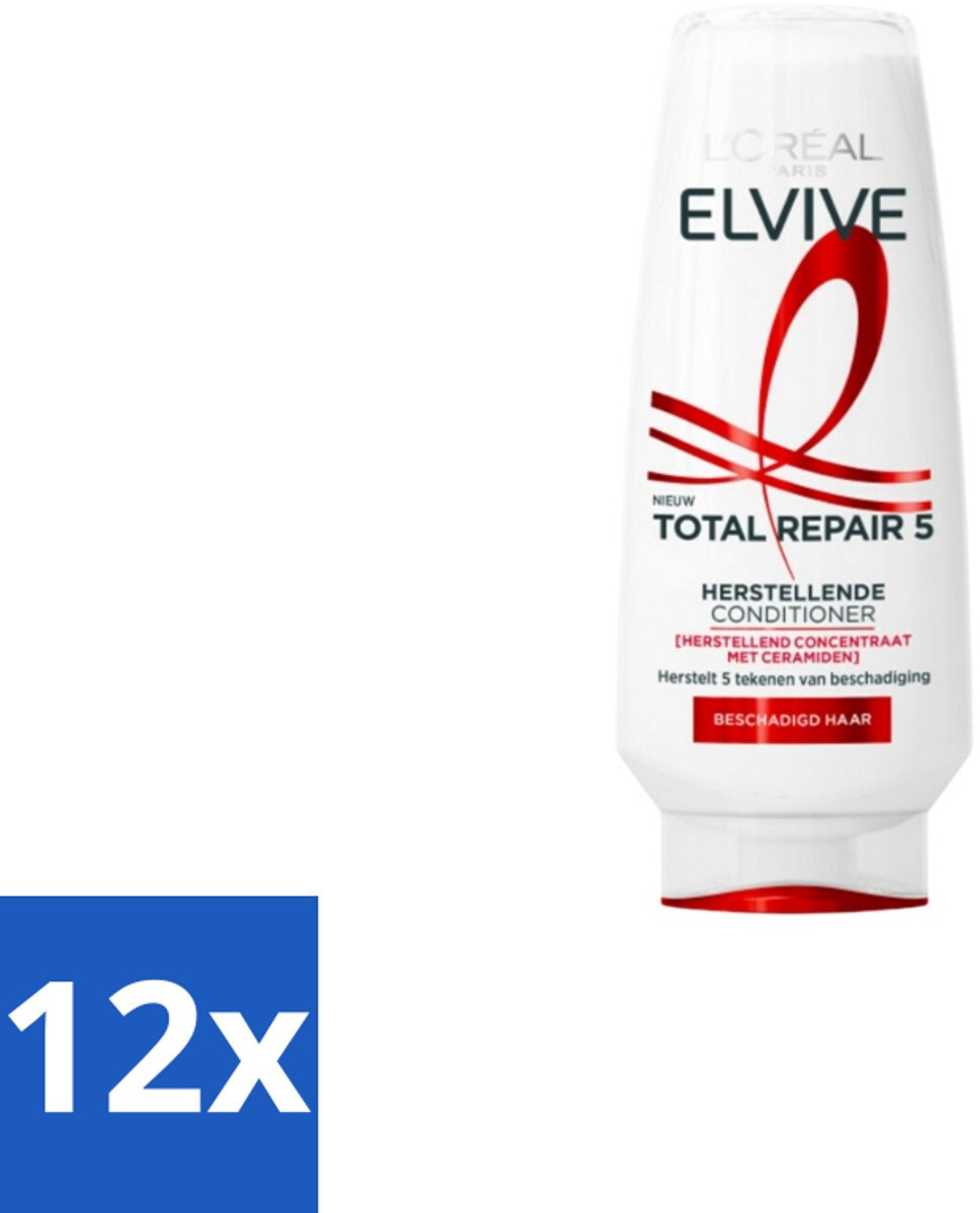 12 x L'Oréal Elvive Total Repair 5 Conditioner 200 ml - Herstel Haar - Beschadigd Haar - Ceramiden - Haar Herstellen - Haar Verzorgen