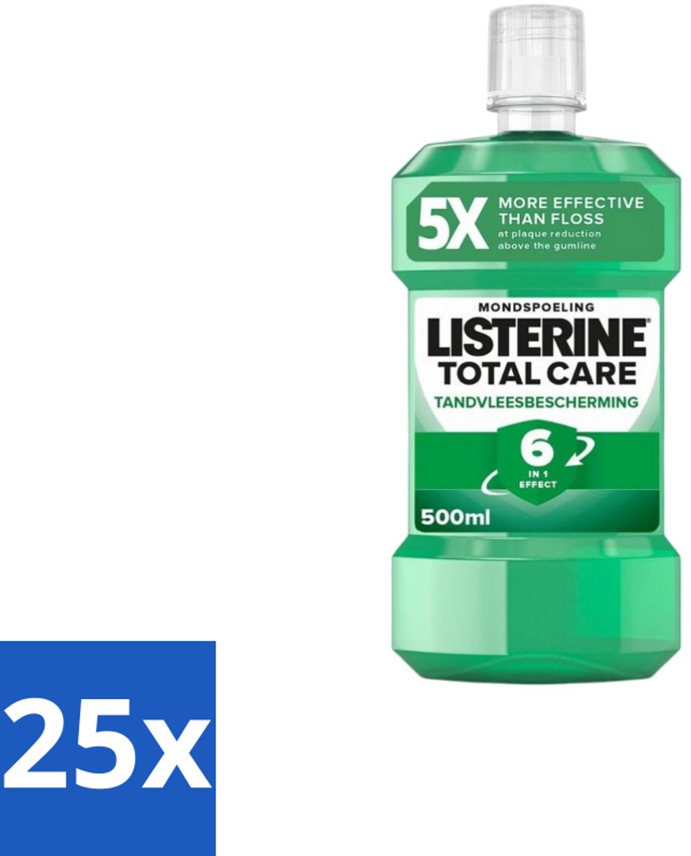 25 x Listerine – Mondwater – Total Care Tandvleesbescherming – 500 ml - Mondspoeling - Tandvleesbescherming - Tandplak - Tandsteen - Frisse Adem