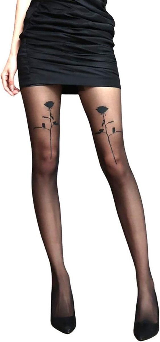 Dames hoge taille netpanty met sexy patroon en elastische transparante stof voor lingerie en leggings