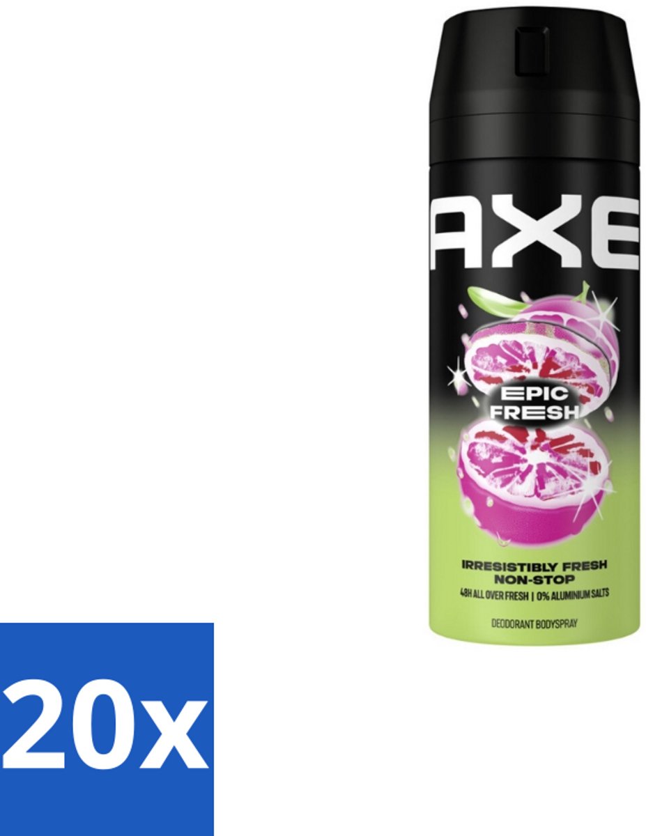 20 x Axe – Deodorant Spray – Epic Fresh – 150 ml - Axe Deodorant Spray - Epic Fresh - Zweetgeur Bestrijding - Frisheid - Energie