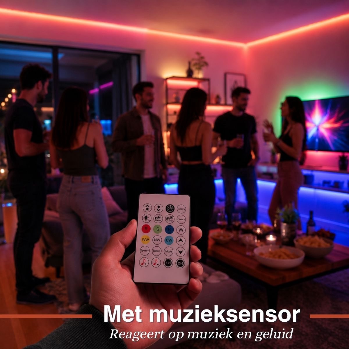 Grundig Led Strip 3 Meter - Led Strip met Afstandsbediening en Bewegingssensor - Ledstrip met 40 Statische Kleuren en 16 Dynamische Modi - Lichtstrip Dimbaar met Muzieksensor en Timerfunctie
