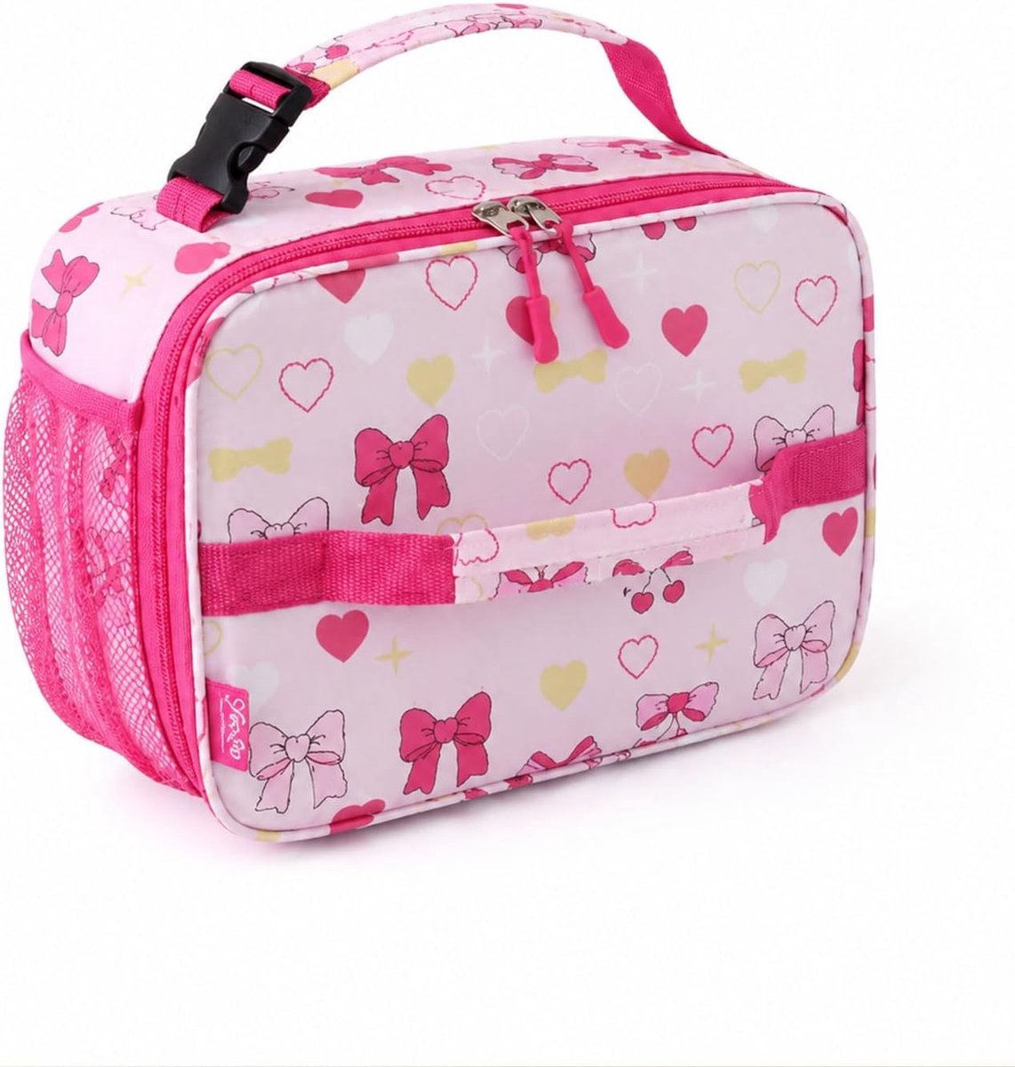 Lunchtas voor Kinderen met Hartprint en Strik, Ideaal voor School, Picknick en Kindergarten
