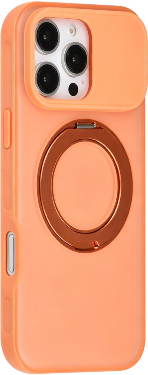 TUNIQ Backcover hoesje voor Apple iPhone 16 Pro Max - 360 rotation stand MagSafe - Oranje